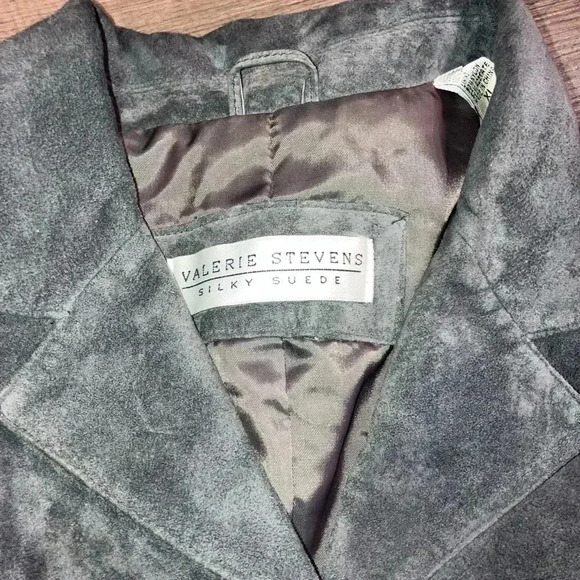 Valerie Steven’s 3/4 Length Dark Gray Suede Leather Coat Women’s Sz XL - Picture 6 of 8